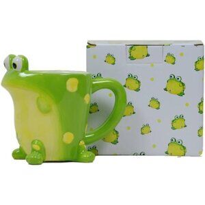 Burton Frog Coffee Mug with Gift Box, Green Porcelain Ceramic Cup